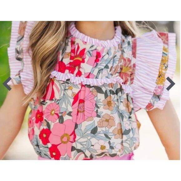 Shop The Mint Girls Set 10/12 Floral Ruffle Top Tweed Bow Skirt Fairy Princess - Picture 14 of 14